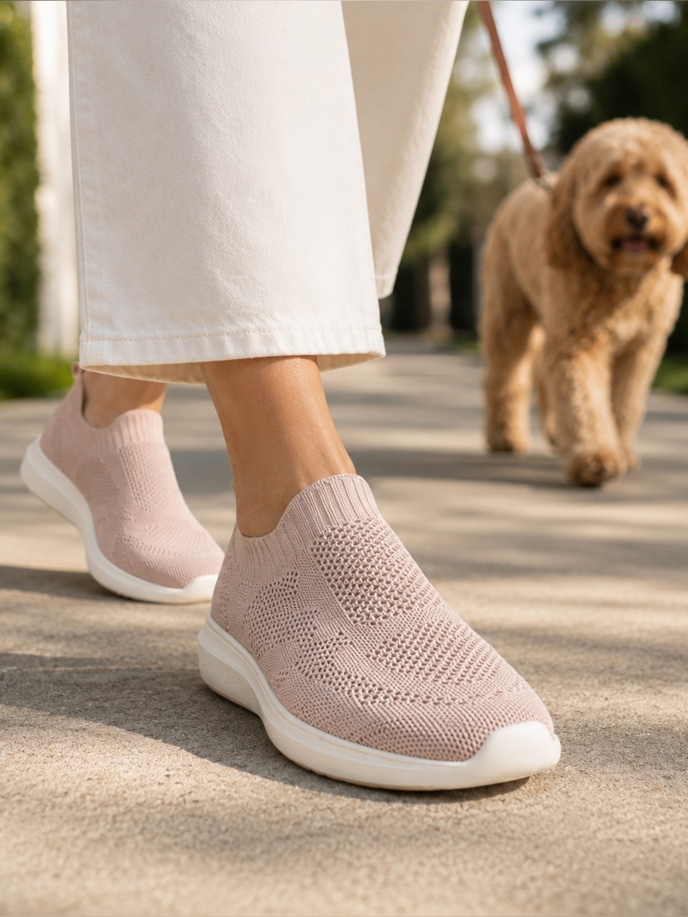 Steve Madden Knit Stretch Slip-On Sneakers in Blush Taupe